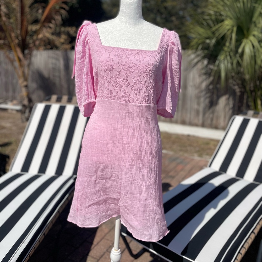 & Other Stories Pink Puff Sleeve Mini Dress Size 10 - Picture 8 of 13